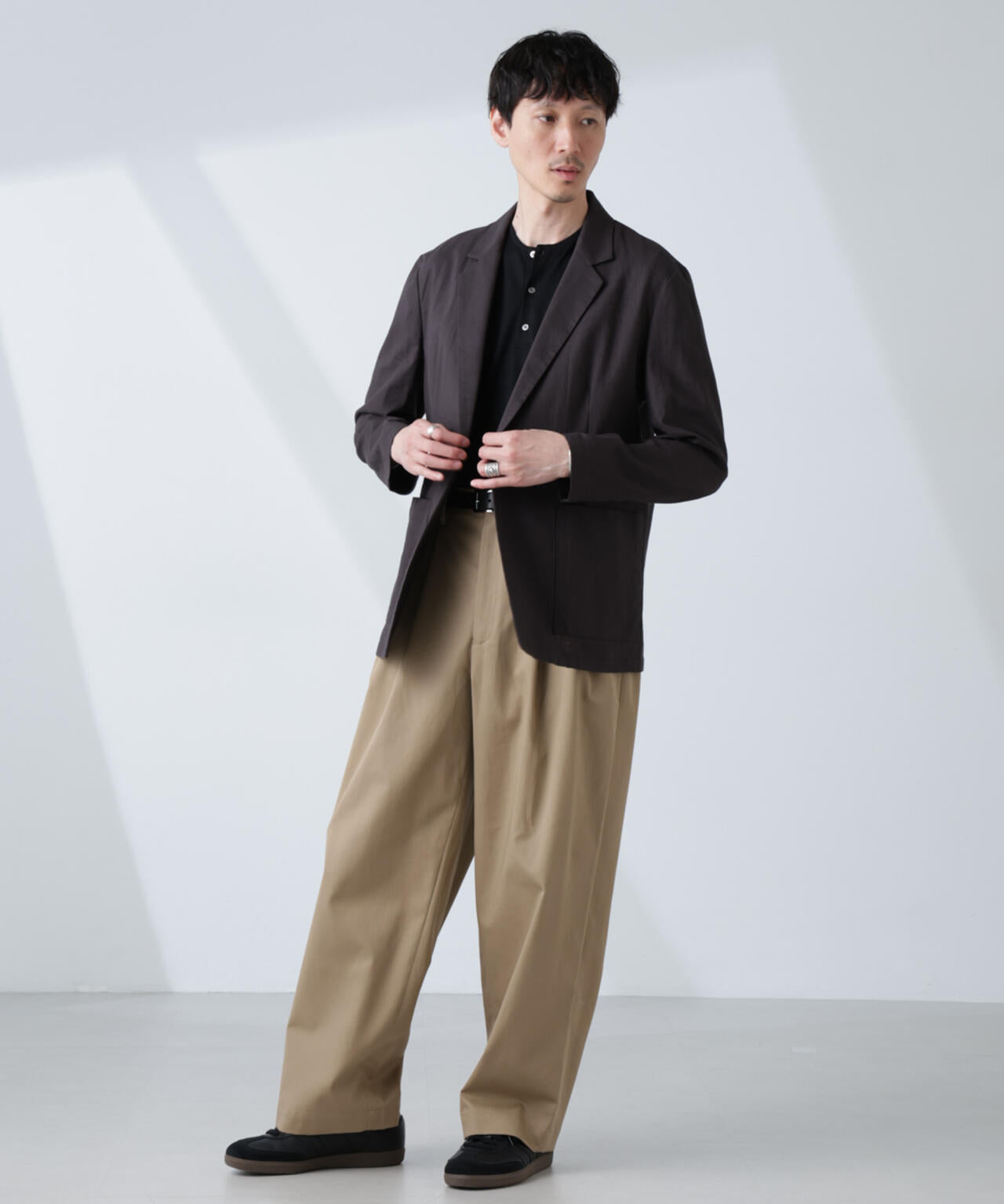 「BELGIUM LINEN FABRICS」リネンコットンダブルジャケット(セットアップ可)
