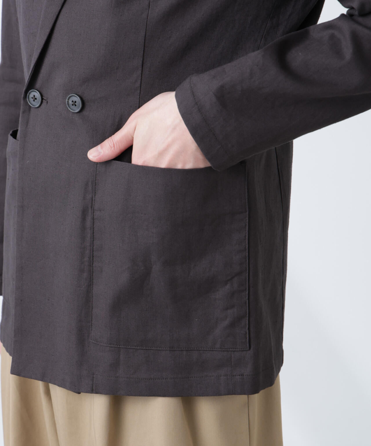 「BELGIUM LINEN FABRICS」リネンコットンダブルジャケット(セットアップ可)