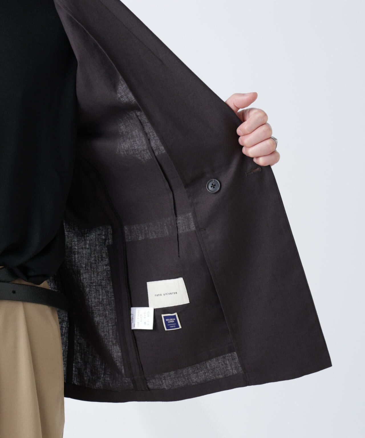「BELGIUM LINEN FABRICS」リネンコットンダブルジャケット(セットアップ可)