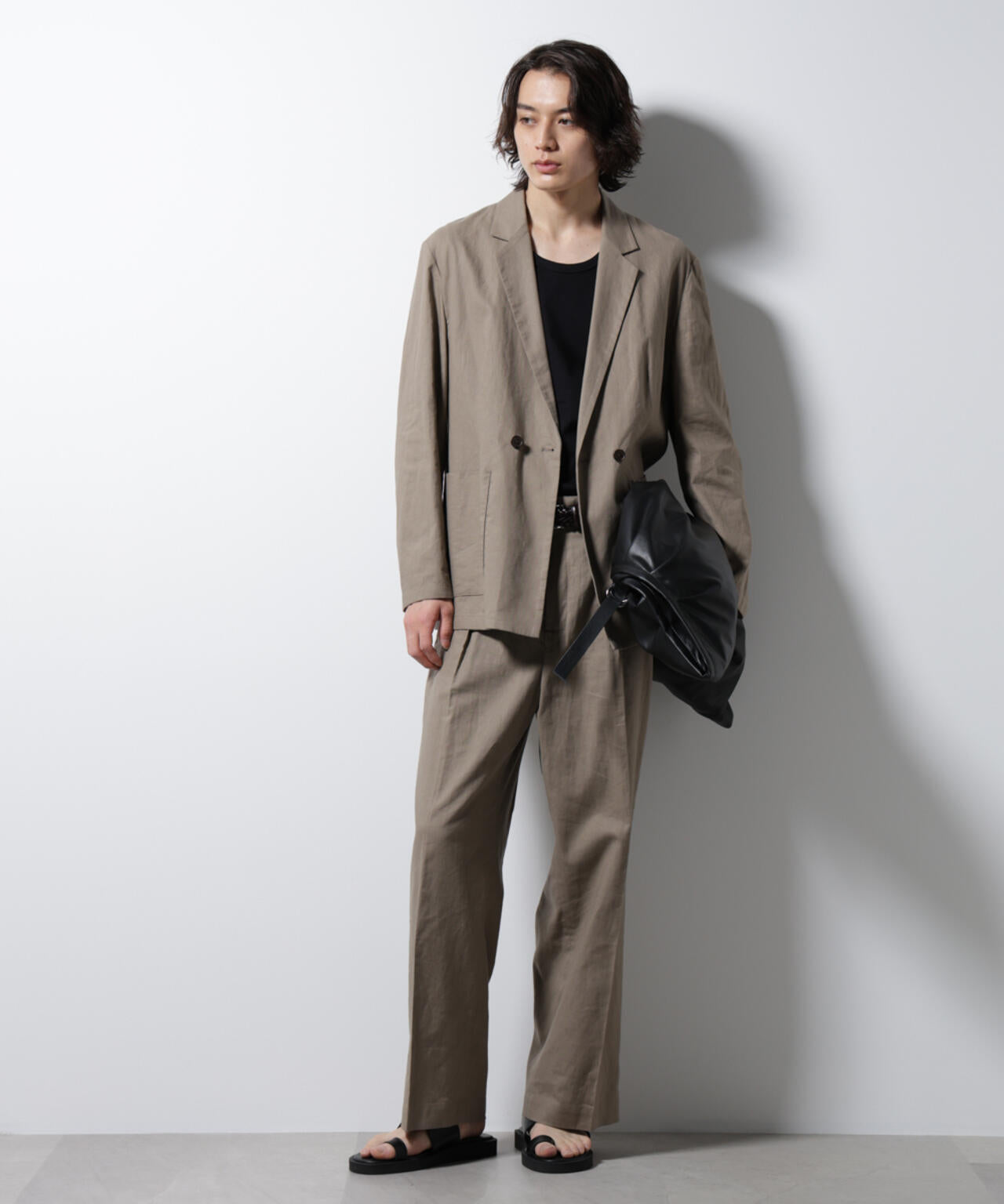 「BELGIUM LINEN FABRICS」リネンコットンダブルジャケット(セットアップ可)