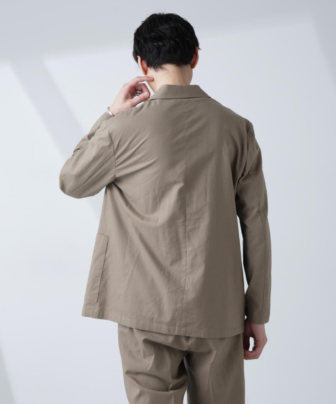 「BELGIUM LINEN FABRICS」リネンコットンダブルジャケット(セットアップ可)