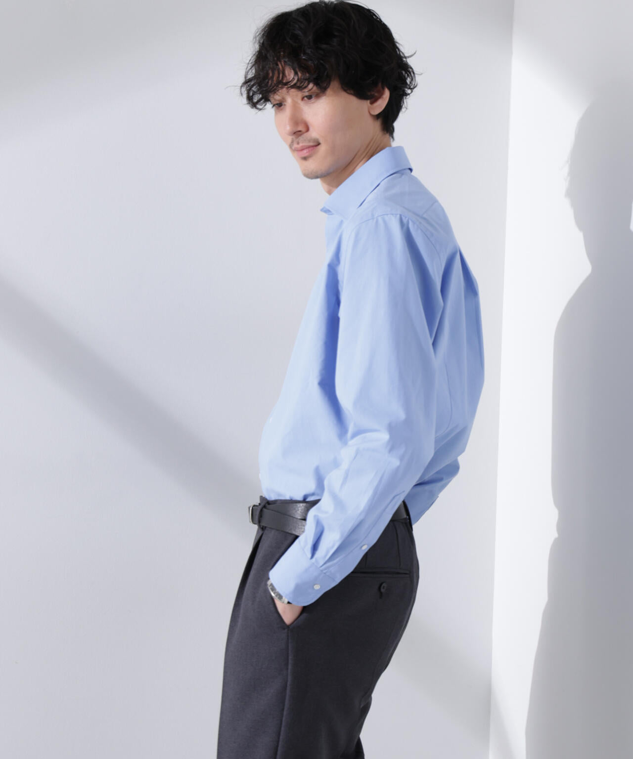 ｢N shirt｣Anti Soaked(R) 汗染み防止セミワイドカラーシャツ長袖