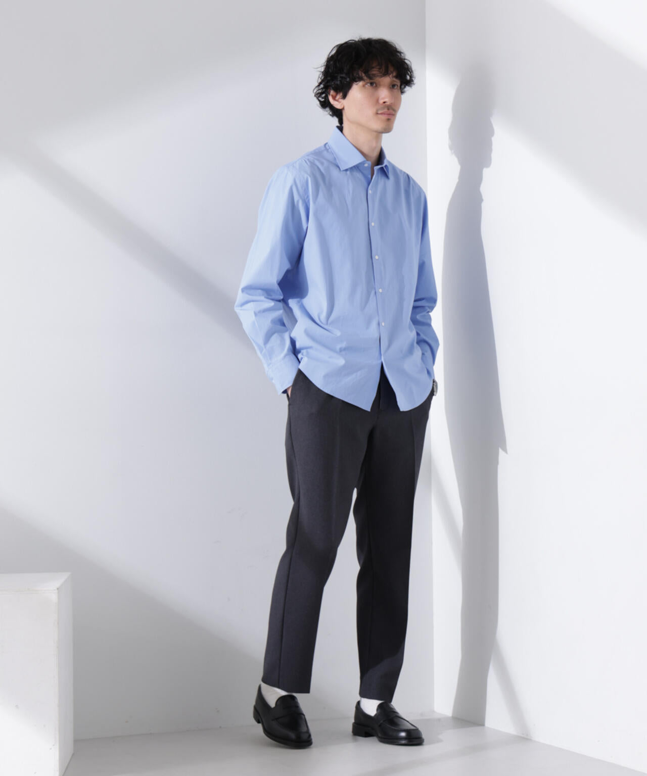 ｢N shirt｣Anti Soaked(R) 汗染み防止セミワイドカラーシャツ長袖