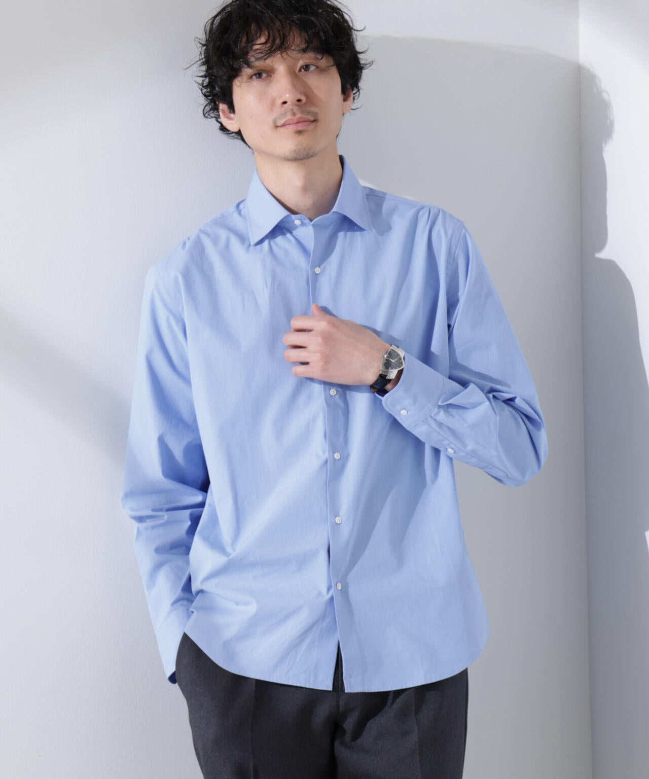 ｢N shirt｣Anti Soaked(R) 汗染み防止セミワイドカラーシャツ長袖