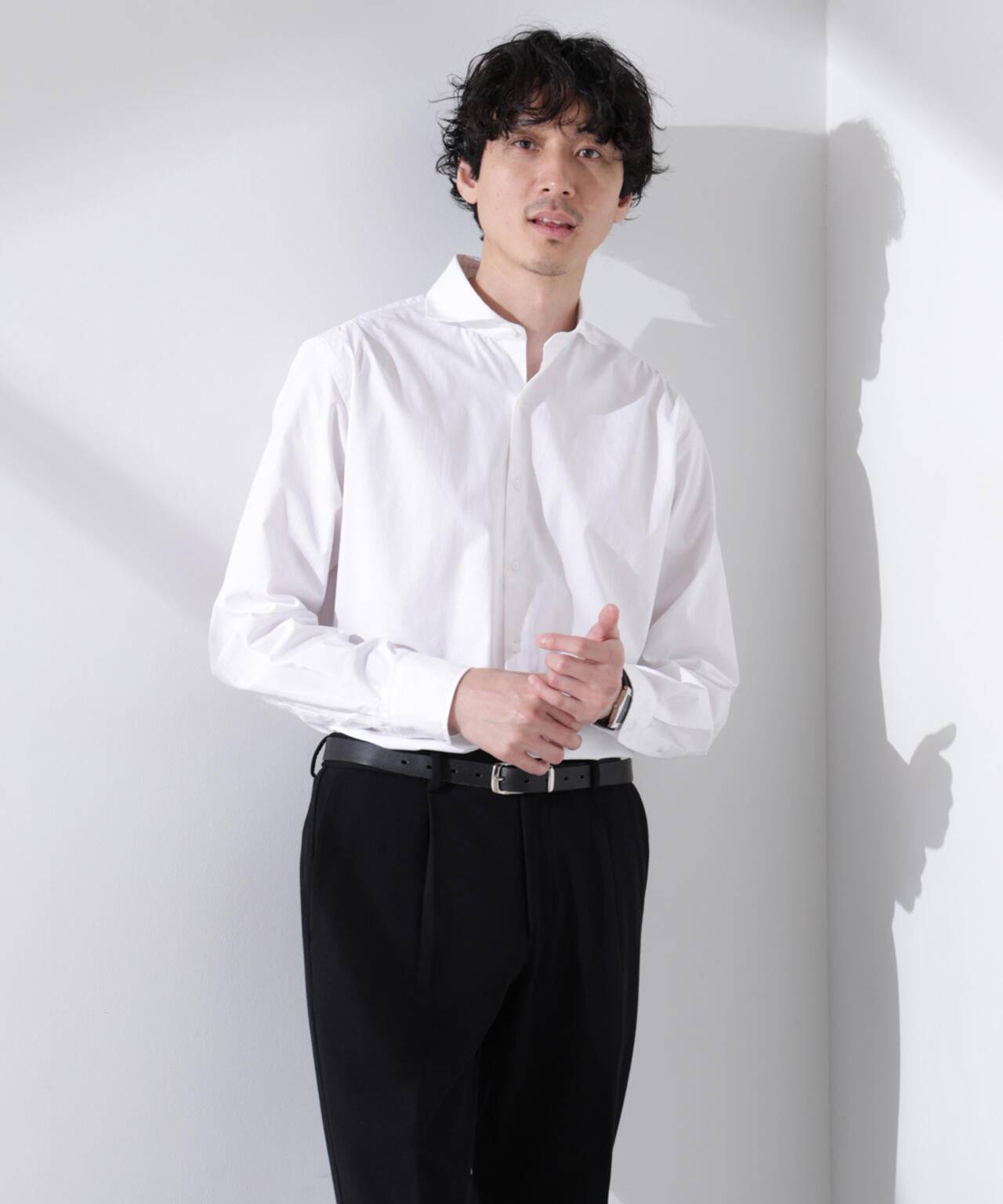 ｢N shirt｣Anti Soaked(R) 汗染み防止ホリゾンタルカラーシャツ長袖