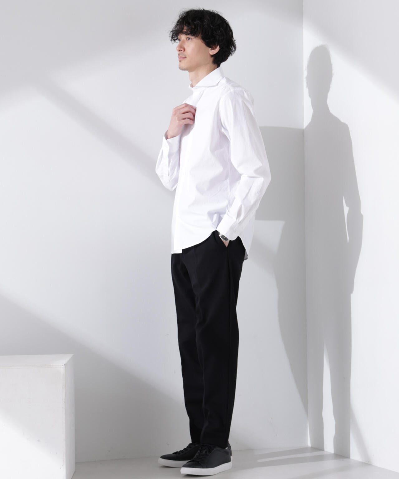 ｢N shirt｣Anti Soaked(R) 汗染み防止ホリゾンタルカラーシャツ長袖