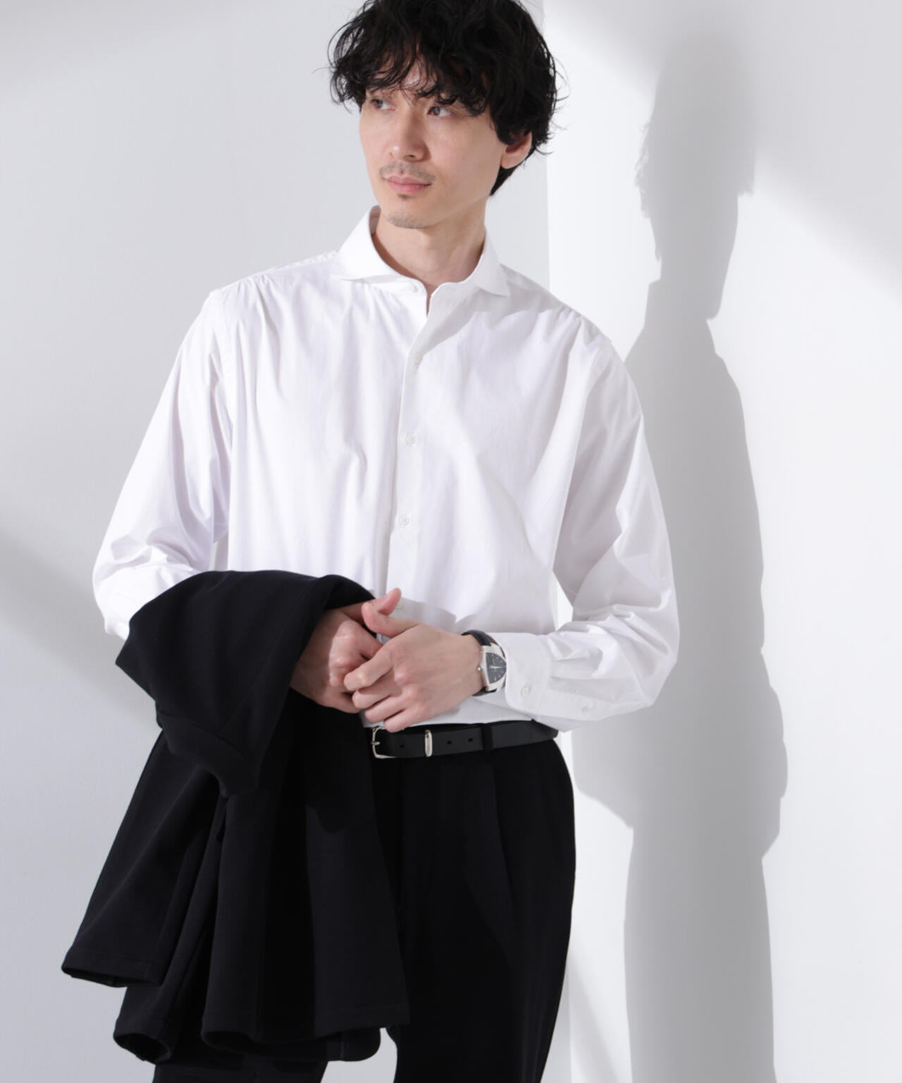 ｢N shirt｣Anti Soaked(R) 汗染み防止ホリゾンタルカラーシャツ長袖