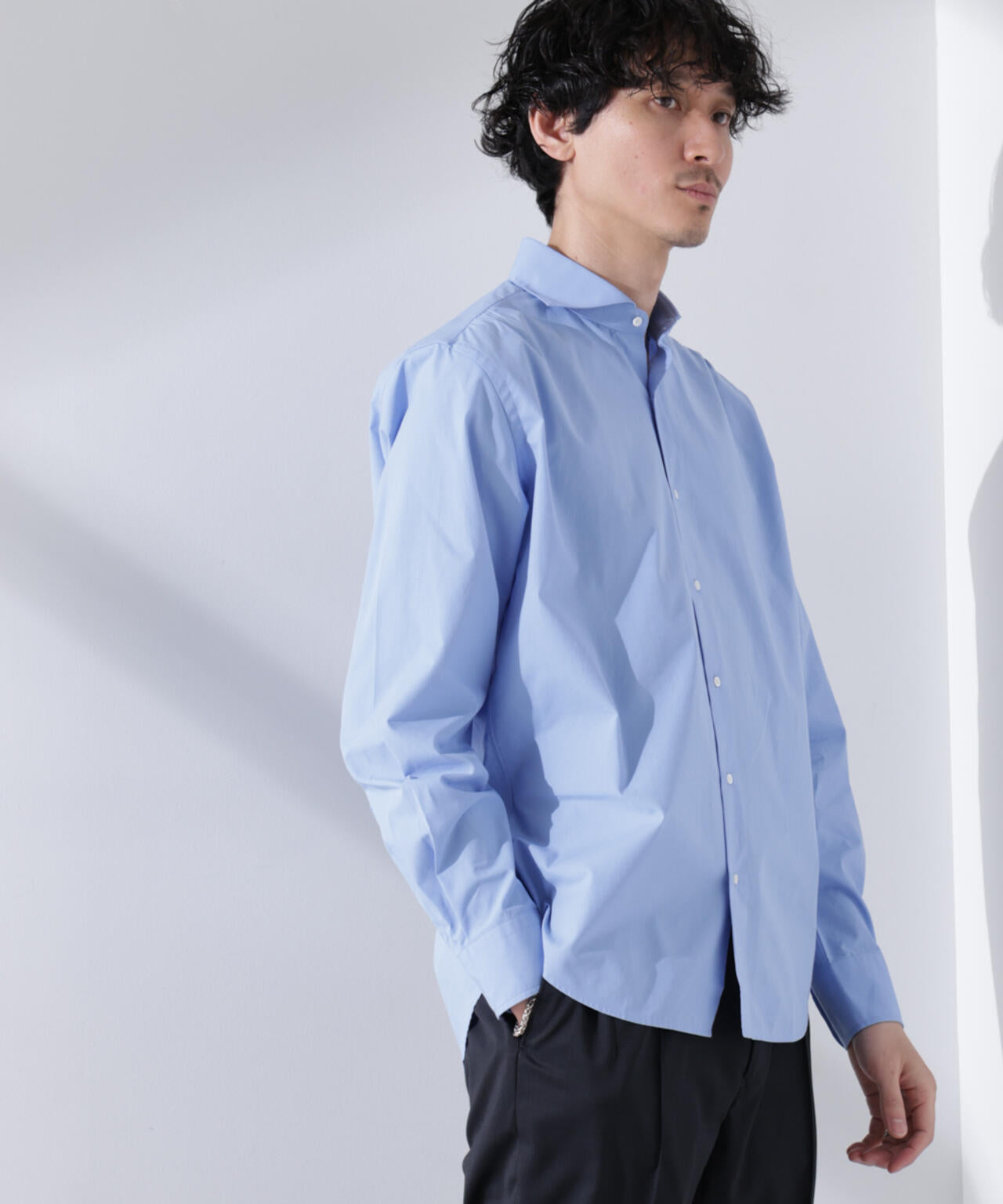 ｢N shirt｣Anti Soaked(R) 汗染み防止ホリゾンタルカラーシャツ長袖