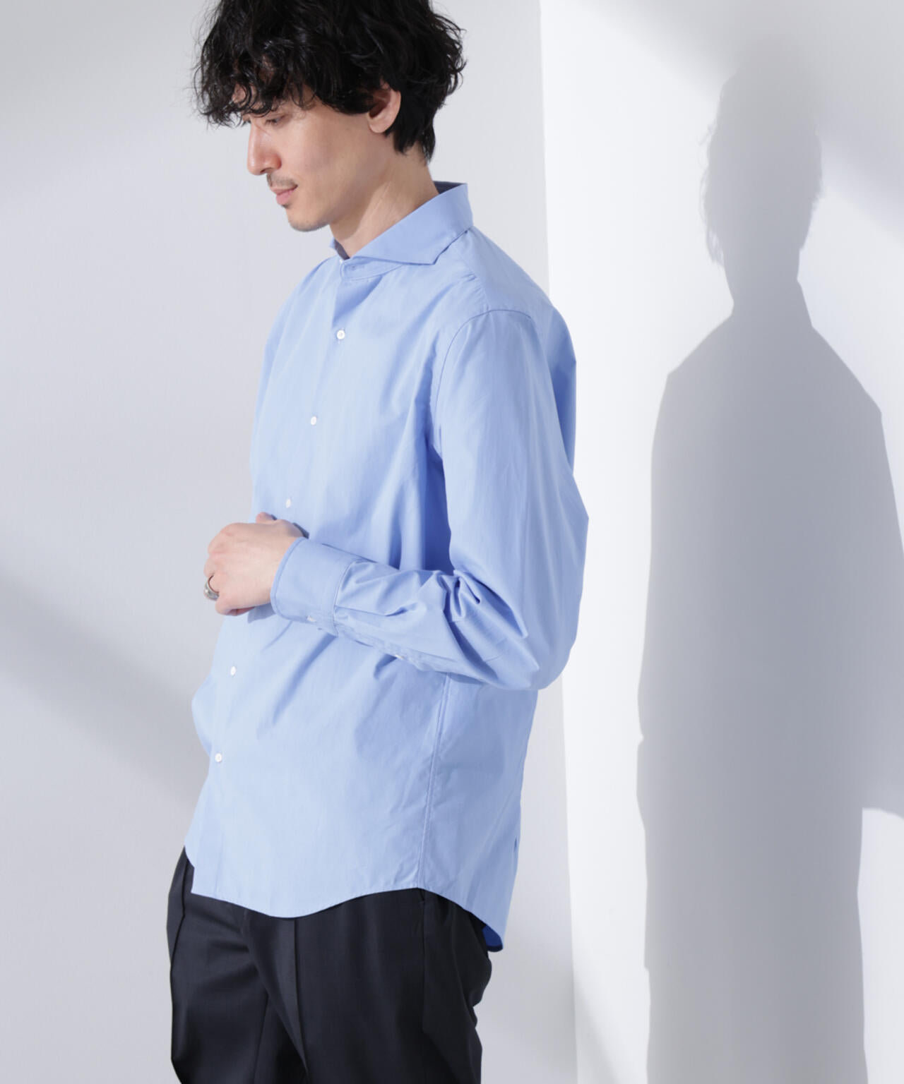 ｢N shirt｣Anti Soaked(R) 汗染み防止ホリゾンタルカラーシャツ長袖