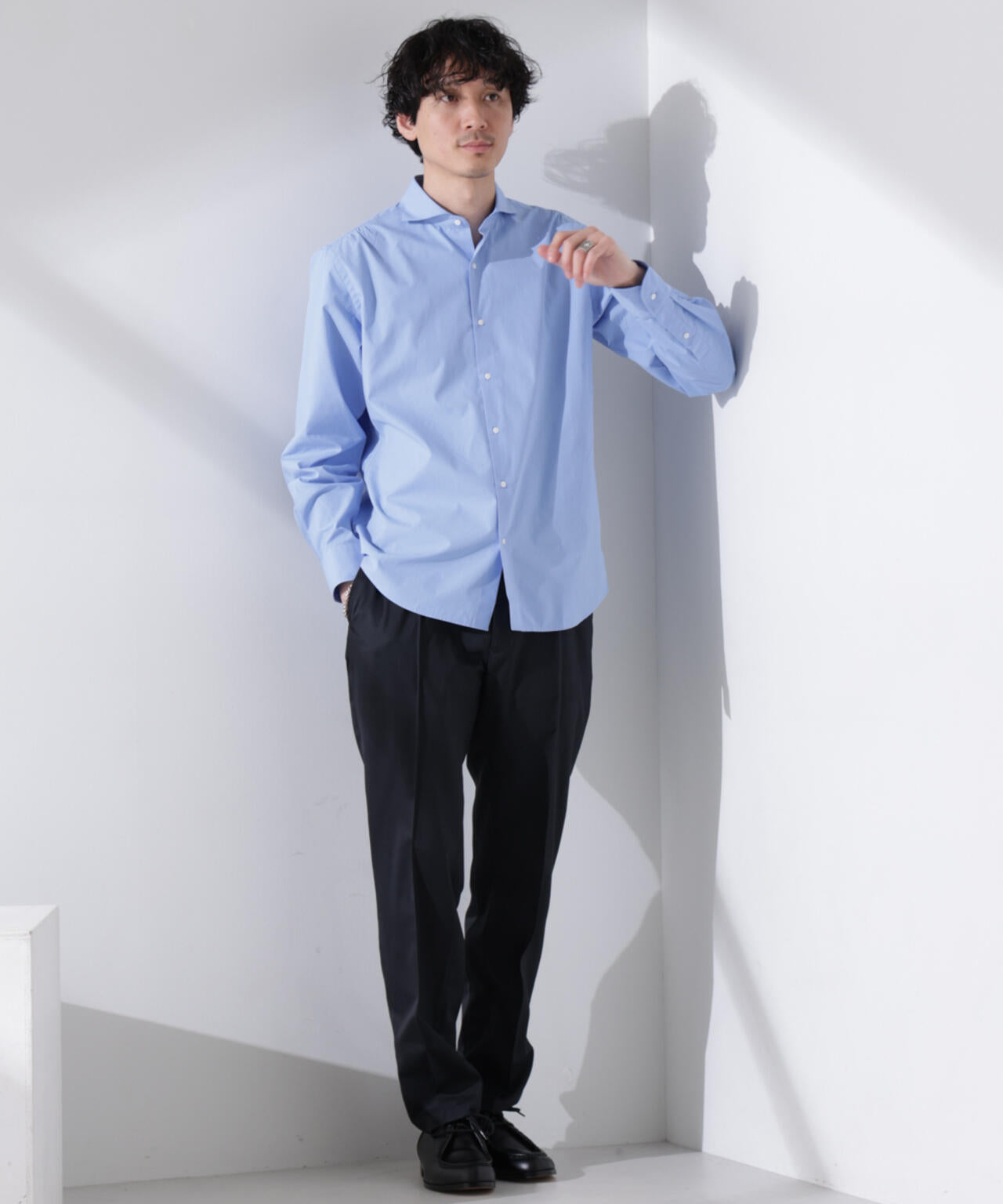 ｢N shirt｣Anti Soaked(R) 汗染み防止ホリゾンタルカラーシャツ長袖