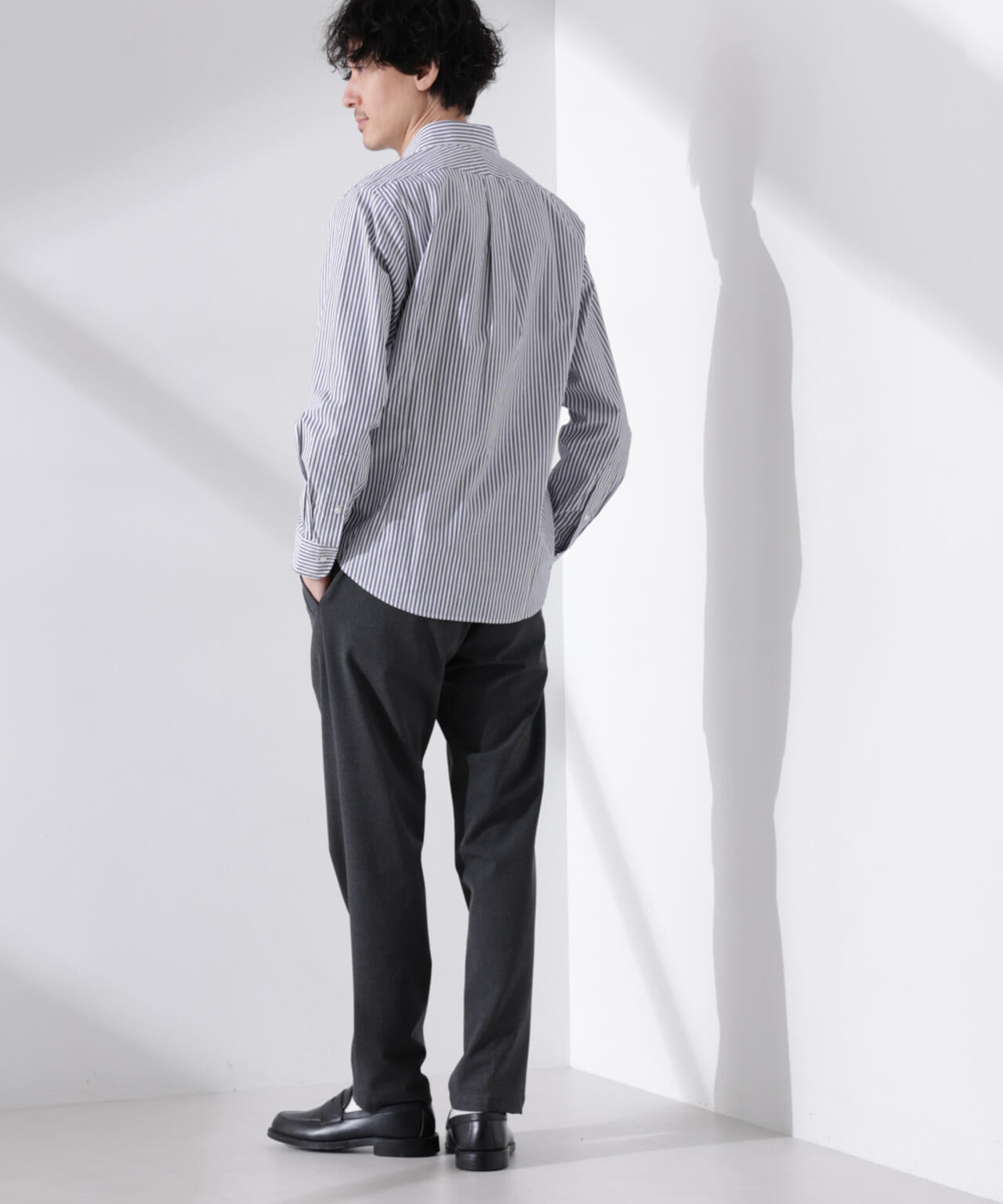 ｢N shirt｣Anti Soaked(R) 汗染み防止ホリゾンタルカラーシャツ長袖