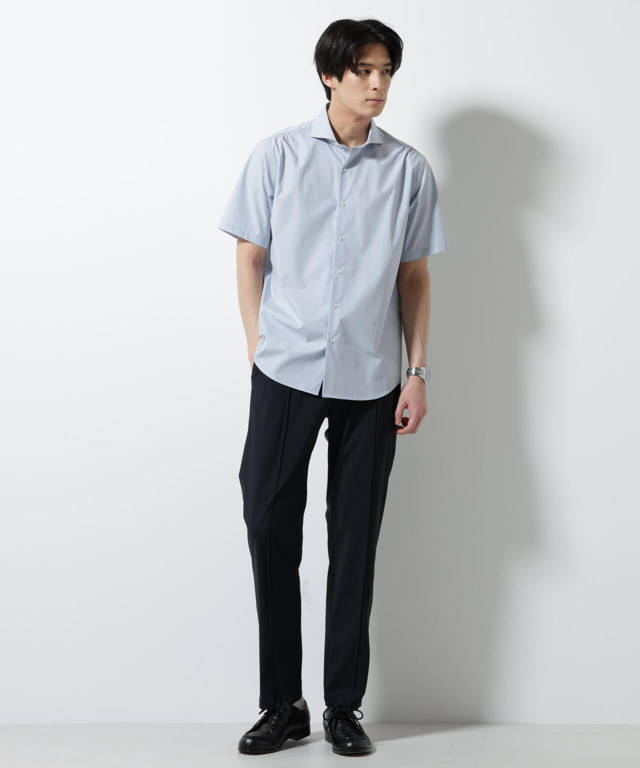「N shirt」 速乾 ホリゾンタルカラーシャツ半袖