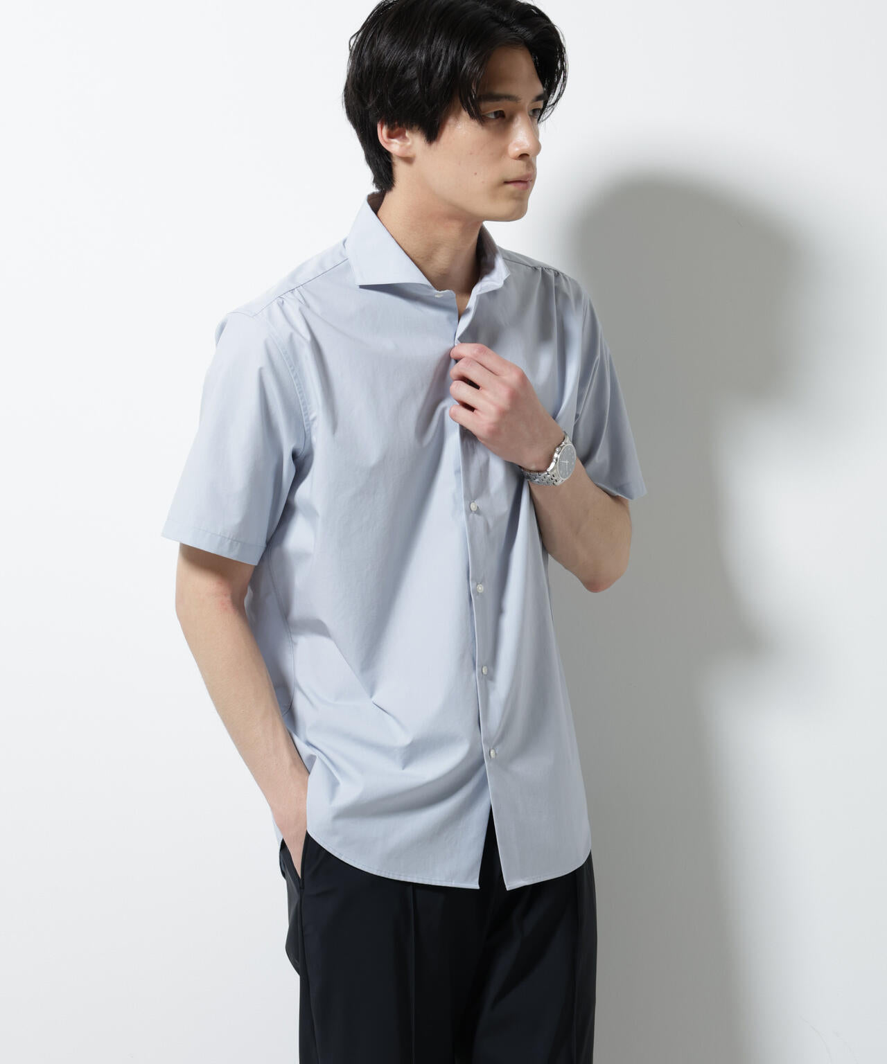 「N shirt」 速乾 ホリゾンタルカラーシャツ半袖