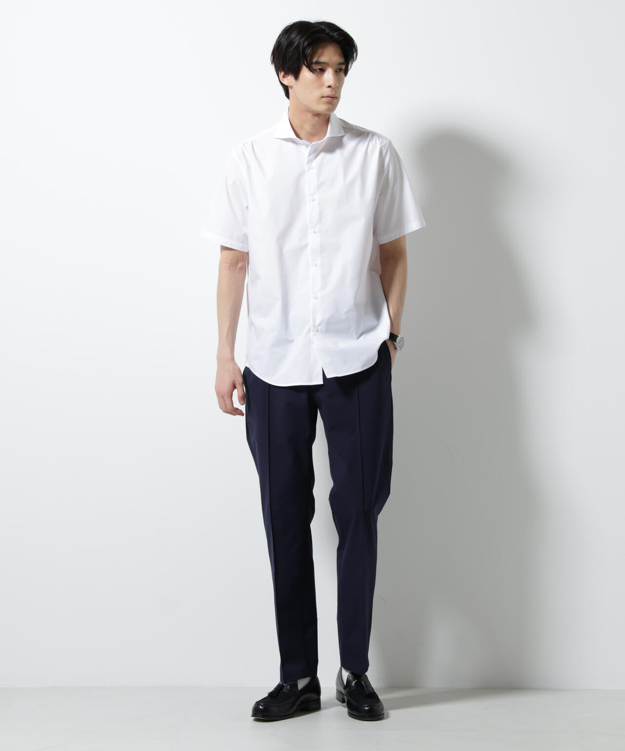 「N shirt」 速乾 ホリゾンタルカラーシャツ半袖