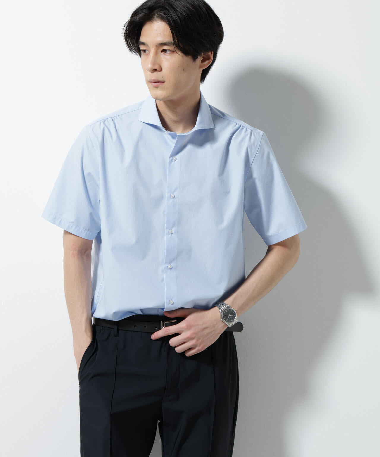 「N shirt」 速乾 ホリゾンタルカラーシャツ半袖