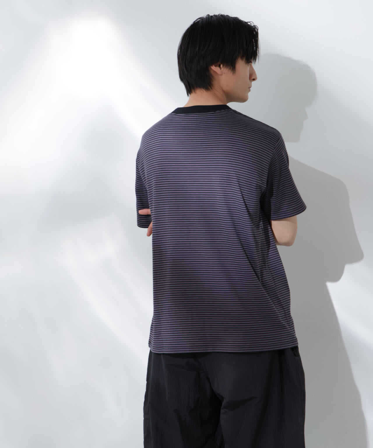 Anti Soaked(R)  汗染み防止 ボーダーミドルシルエットTシャツ