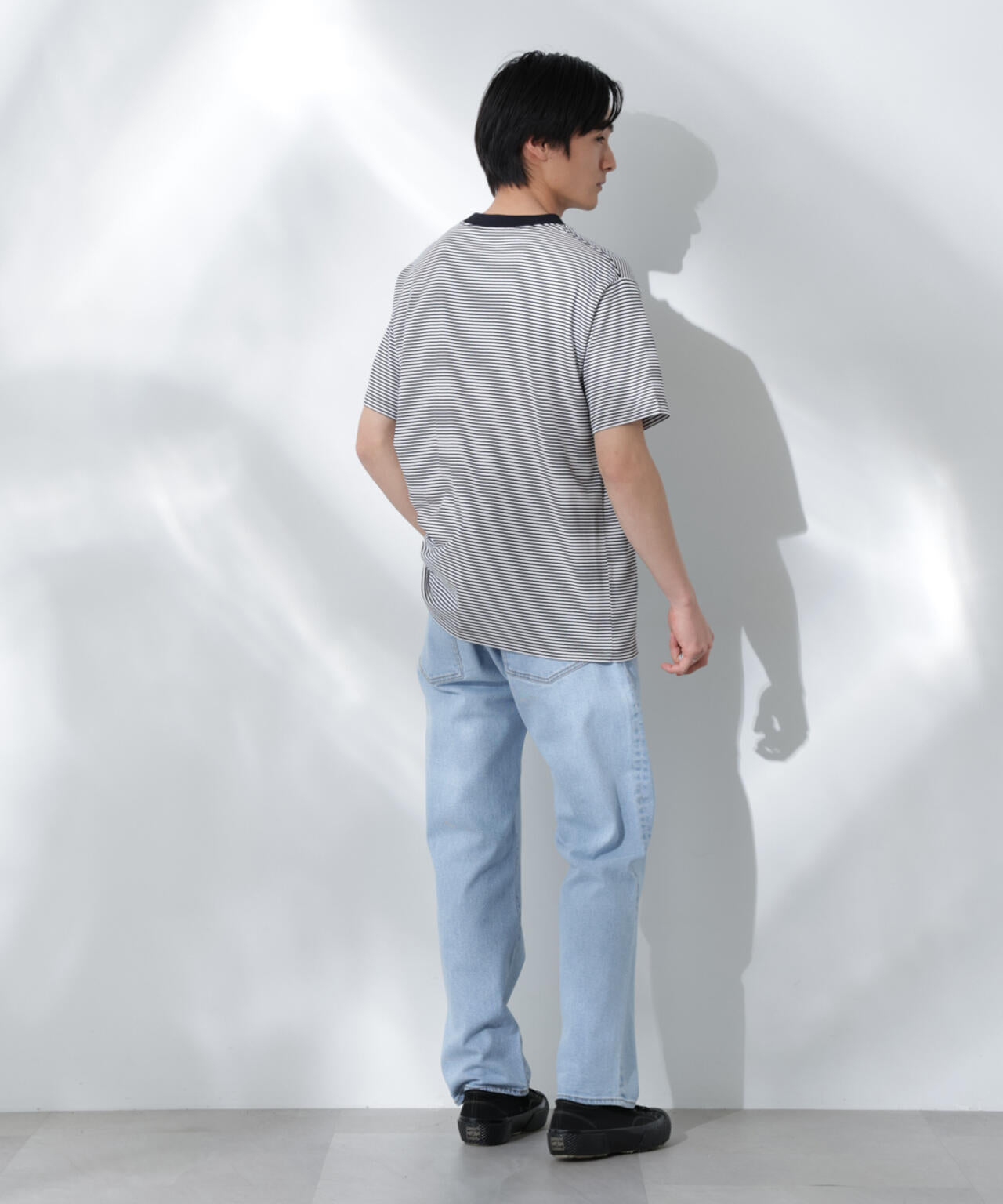 Anti Soaked(R)  汗染み防止 ボーダーミドルシルエットTシャツ