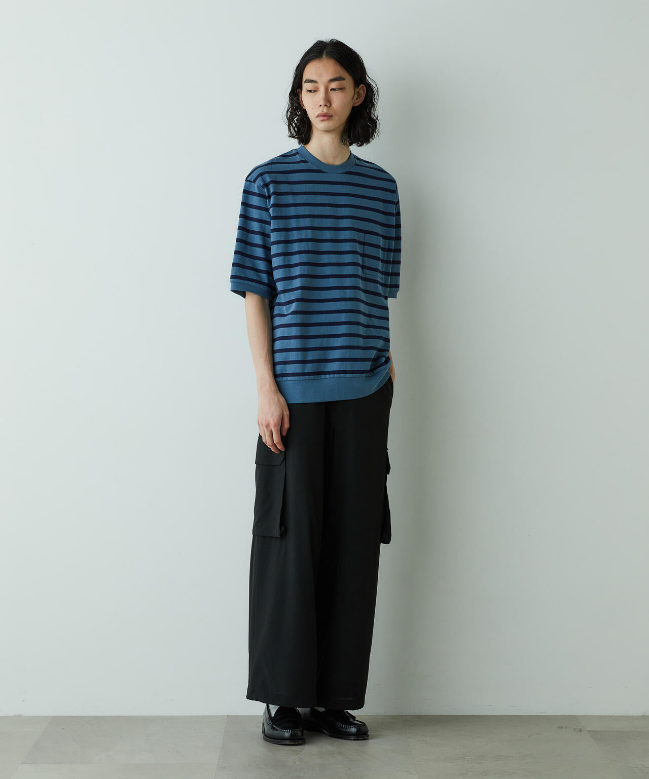 「HOTEL PALACE」オテルパラス ドライタッチバスクボーダールーズシルエットTシャツ