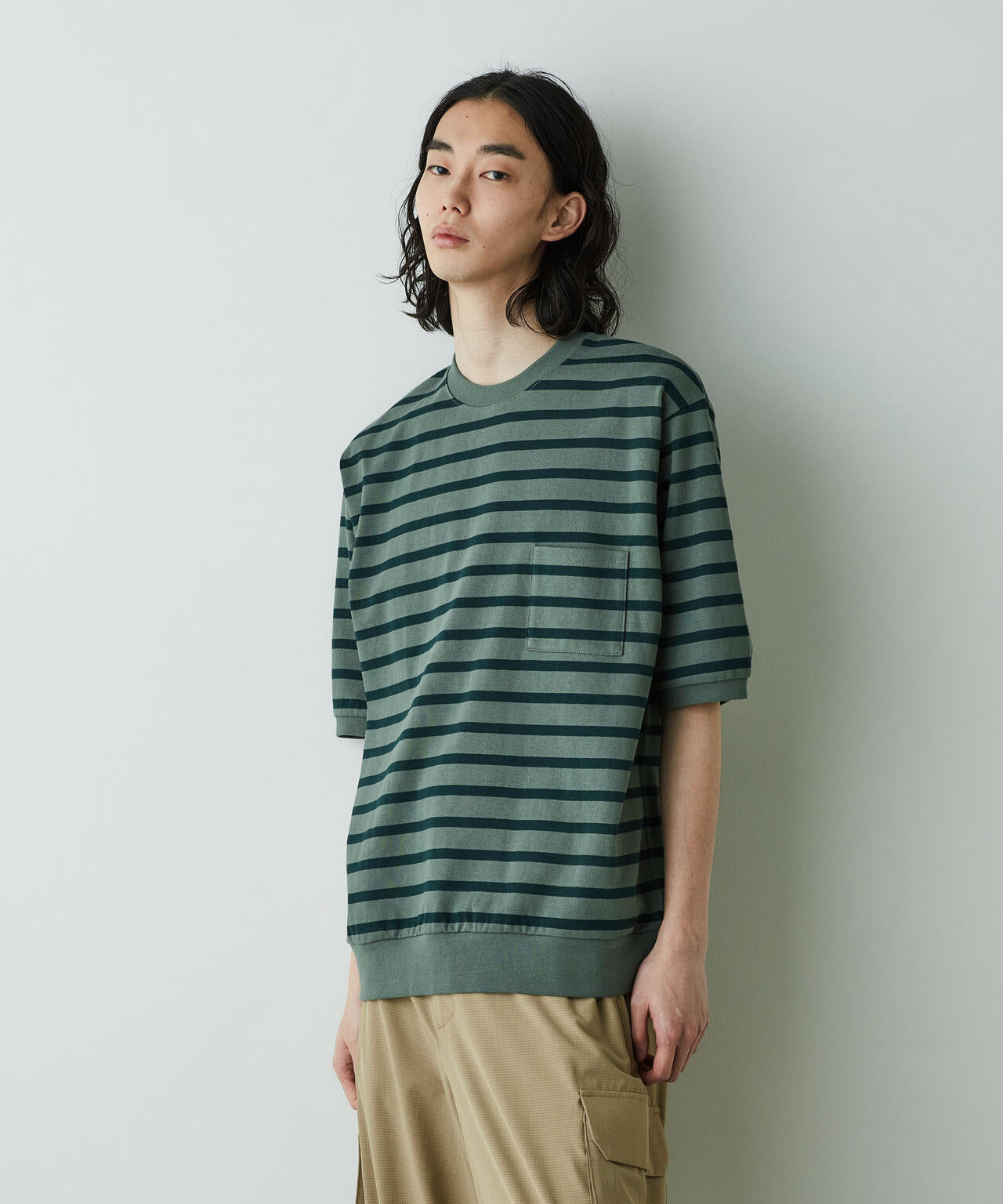 「HOTEL PALACE」オテルパラス ドライタッチバスクボーダールーズシルエットTシャツ