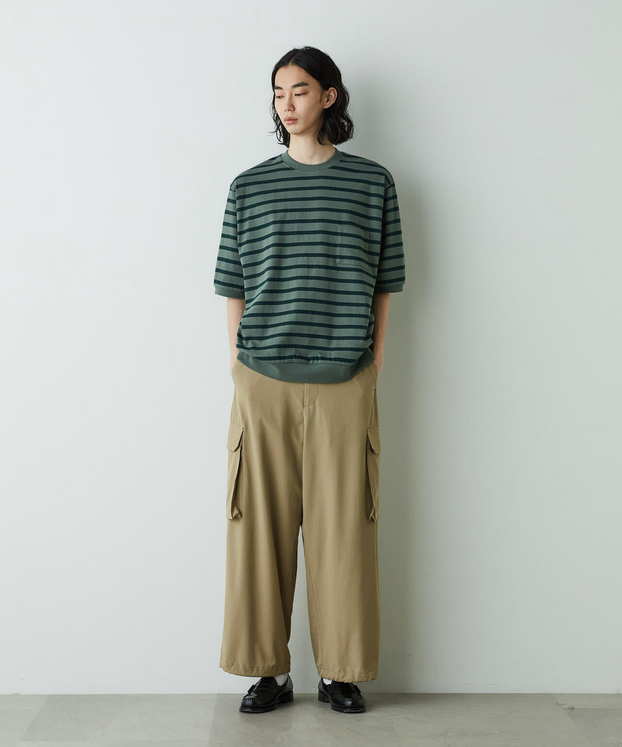 「HOTEL PALACE」オテルパラス ドライタッチバスクボーダールーズシルエットTシャツ