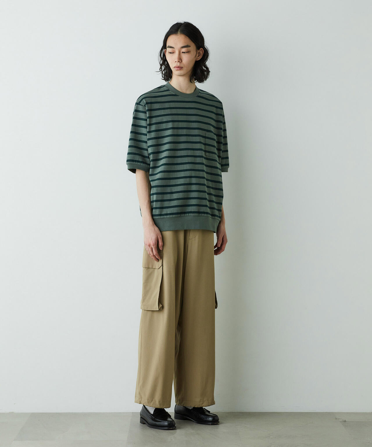「HOTEL PALACE」オテルパラス ドライタッチバスクボーダールーズシルエットTシャツ