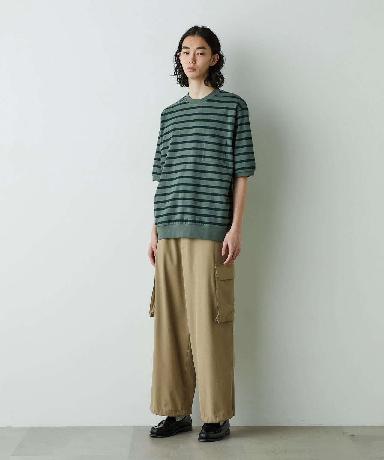 「HOTEL PALACE」オテルパラス ドライタッチバスクボーダールーズシルエットTシャツ