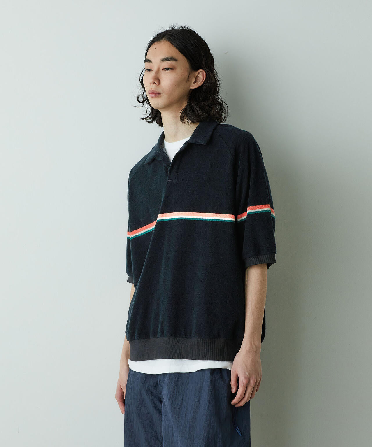 「HOTEL PALACE」オテルパラス レトロボーダーパイルスキッパーシャツ