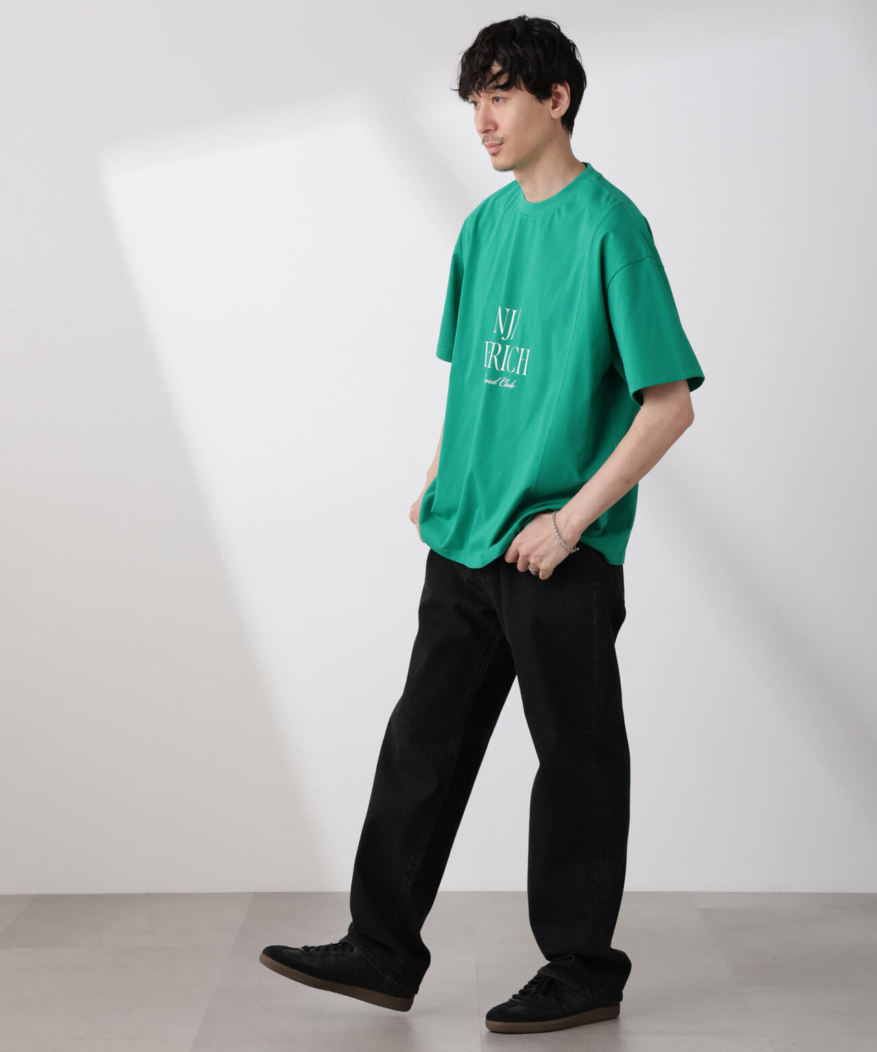 「NJ/CLUB」 ENRICHプリント切り替え Tシャツ