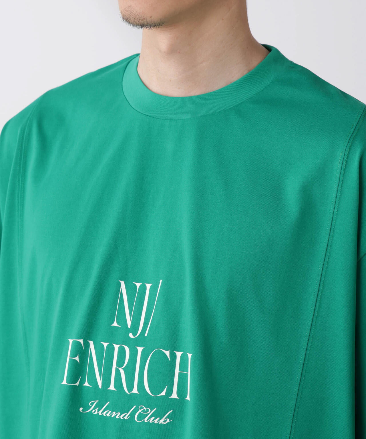 「NJ/CLUB」 ENRICHプリント切り替え Tシャツ