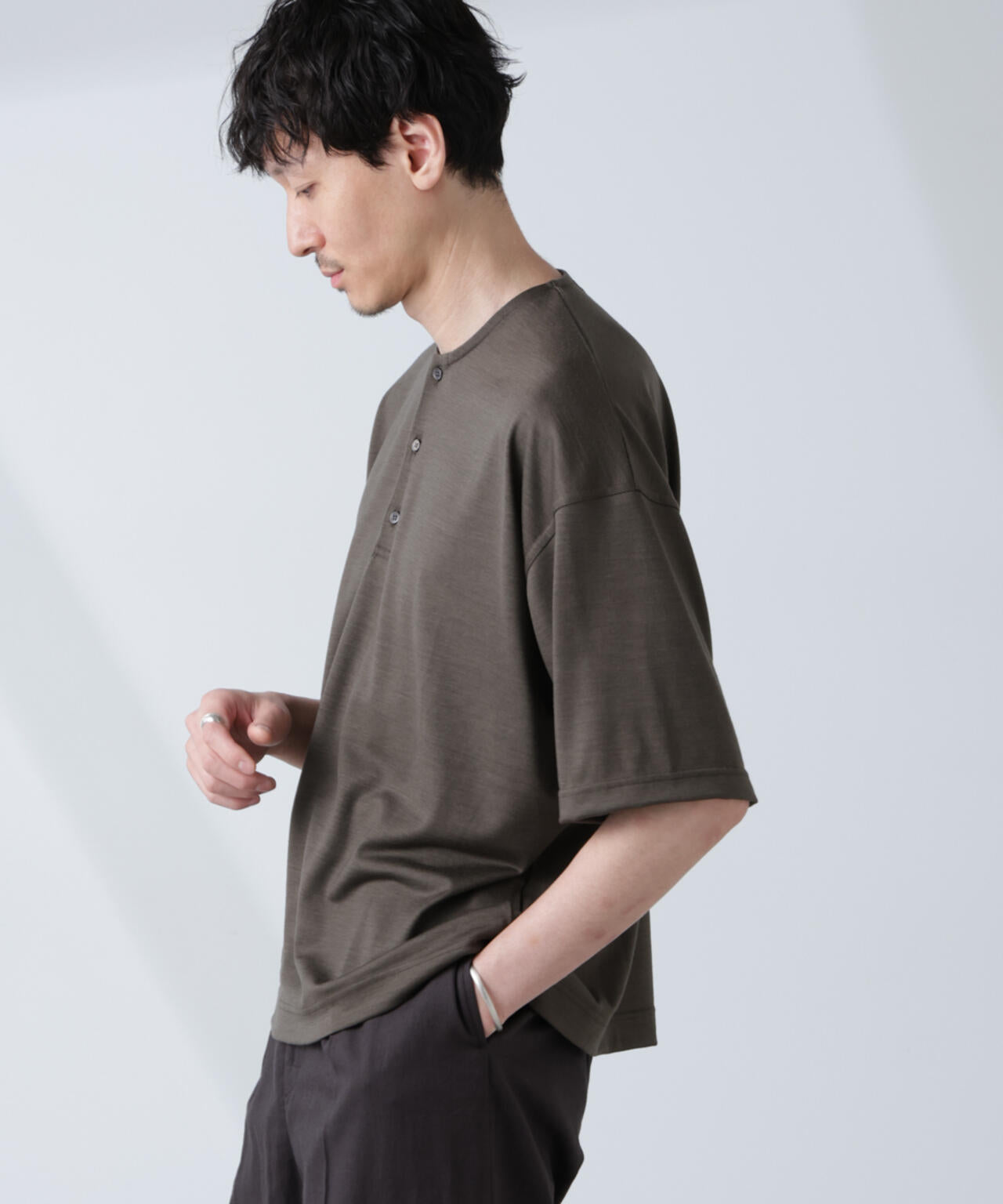 「ALL-DAYS COMFORT 100% WOOL」 ヘンリーネックTEE