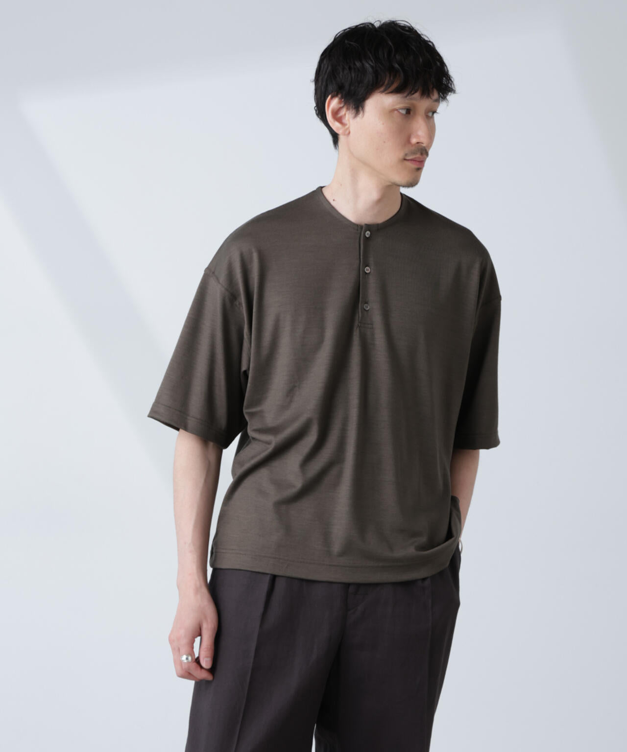 「ALL-DAYS COMFORT 100% WOOL」 ヘンリーネックTEE