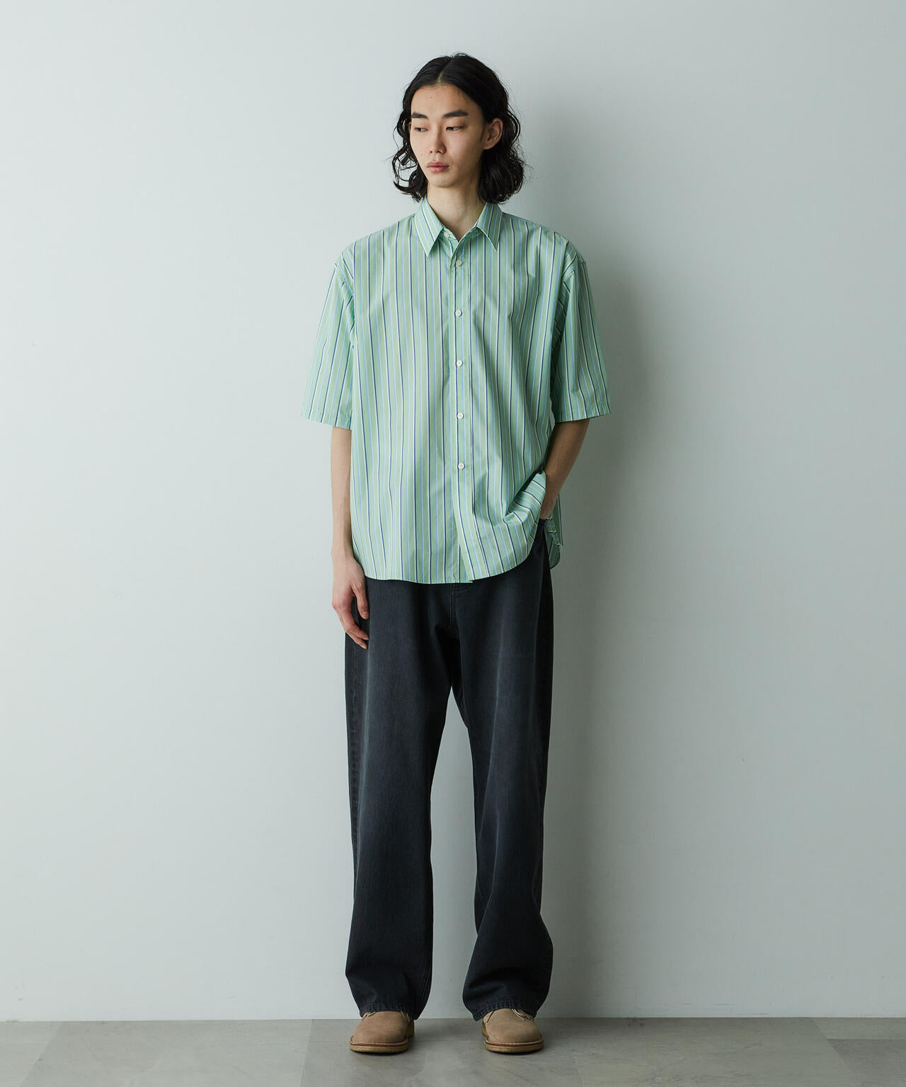 「HOTEL PALACE」オテルパラス 13ozバイオブリーチルーズシルエットデニムパンツ