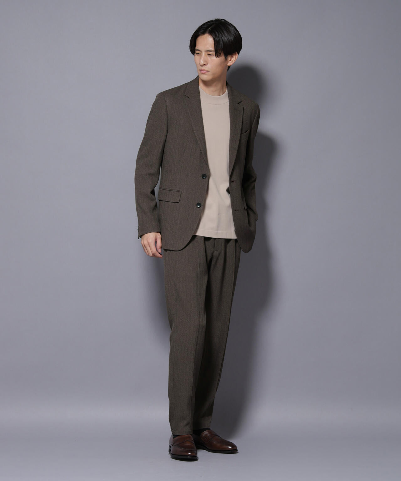｢N JACKET BASIC｣ 洗えるMIXツイードストレッチジャケット(セットアップ可)