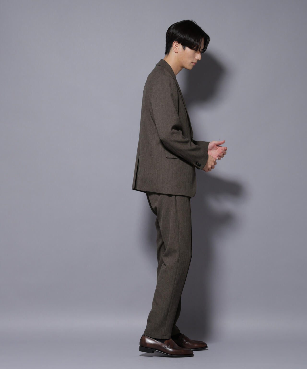 ｢N JACKET BASIC｣ 洗えるMIXツイードストレッチジャケット(セットアップ可)