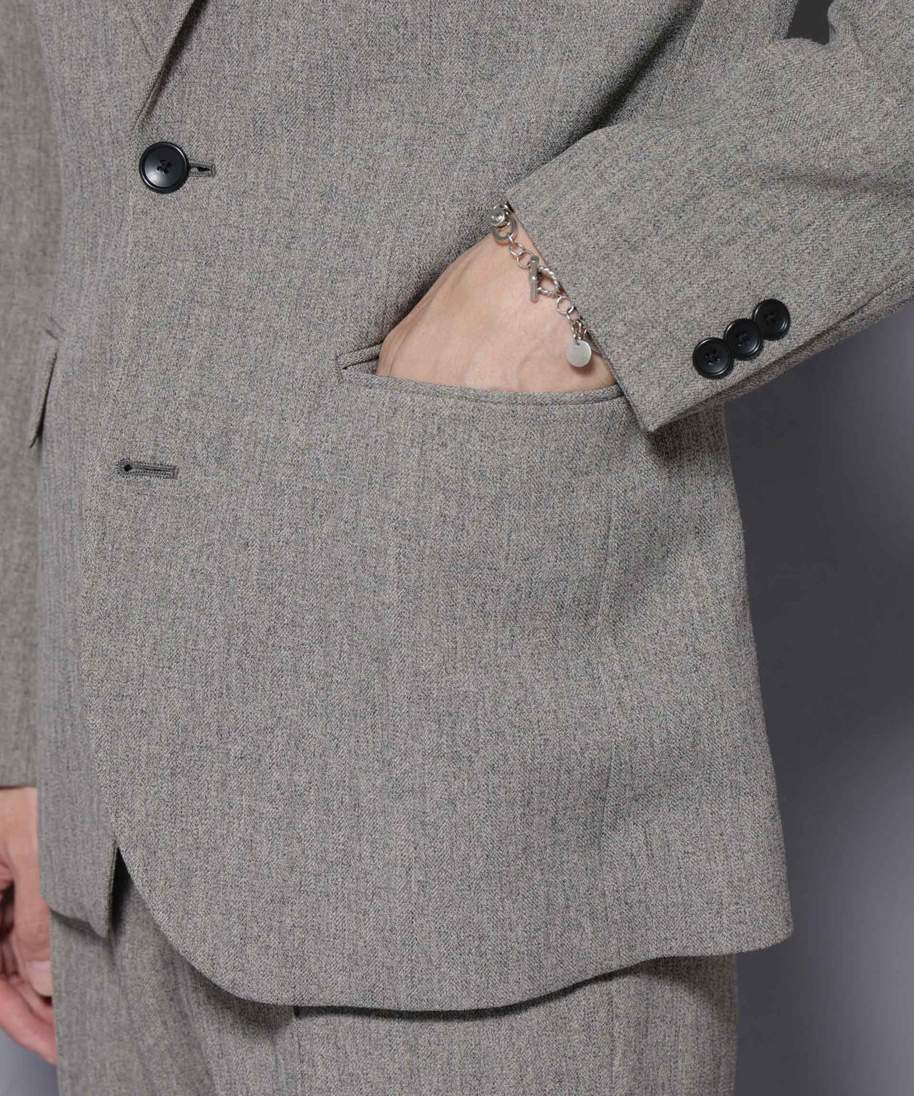 ｢N JACKET BASIC｣ 洗えるMIXツイードストレッチジャケット(セットアップ可)