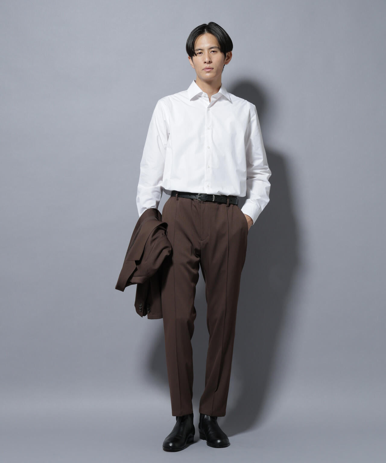 「N shirt」Anti Soaked(R)汗染み防止セミワイドカラーシャツ長袖