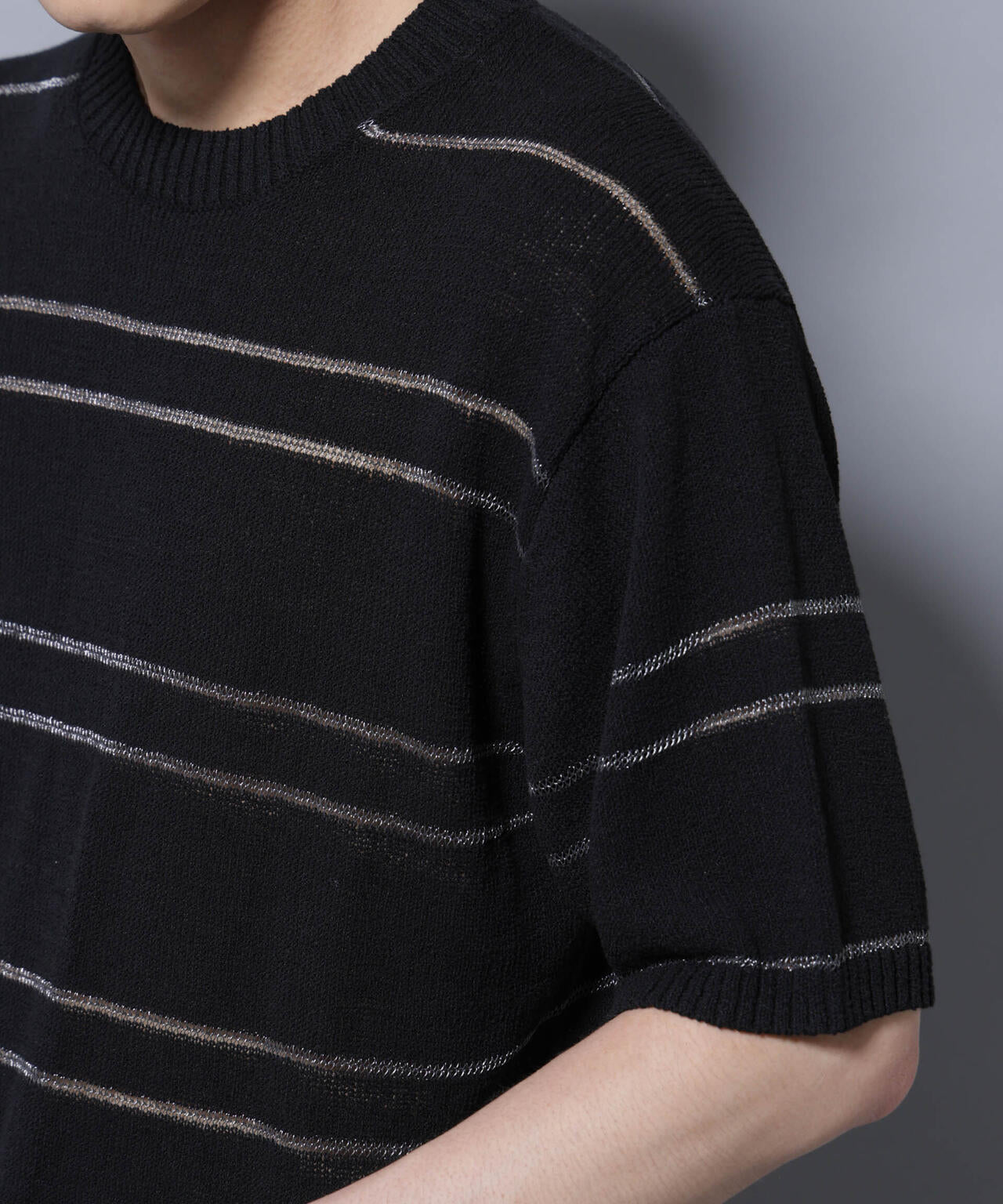 ブークレーラメボーダー ニットTシャツ