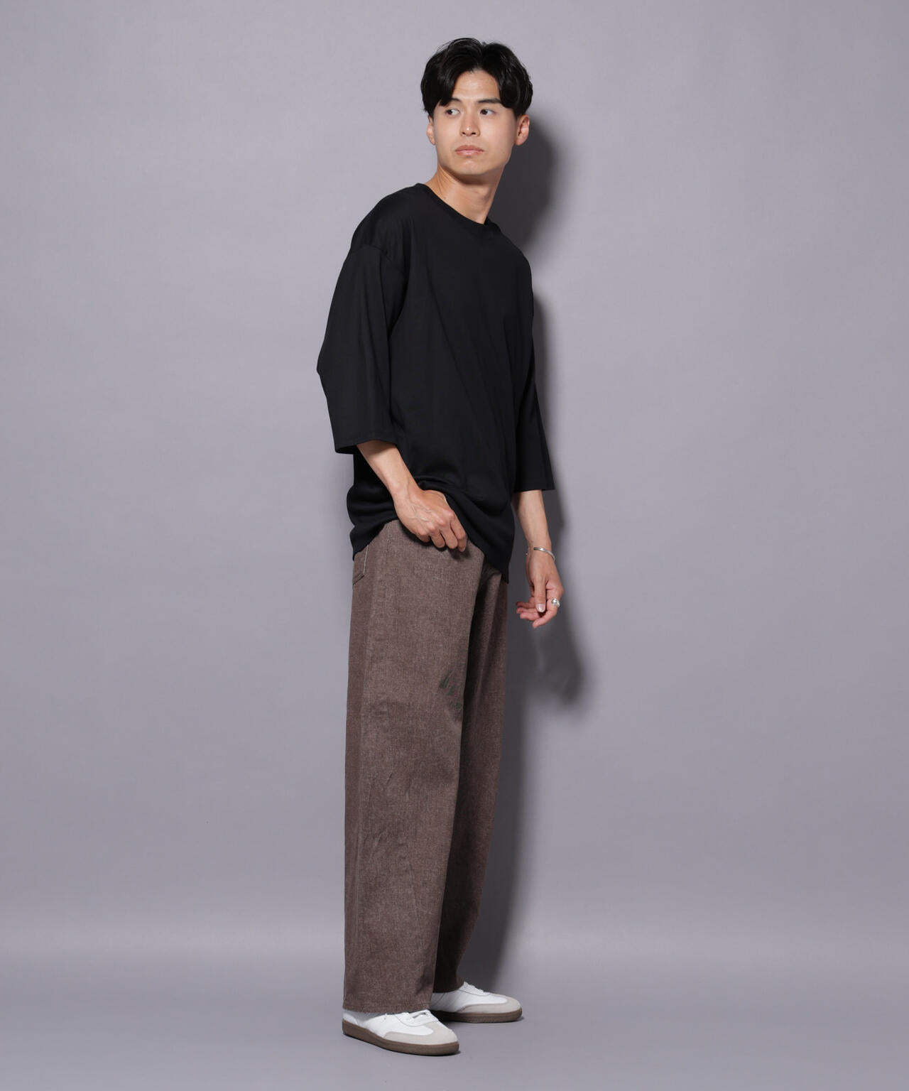 Anti Soaked(R) 汗染み防止 クルーネックワイドTシャツ七分袖