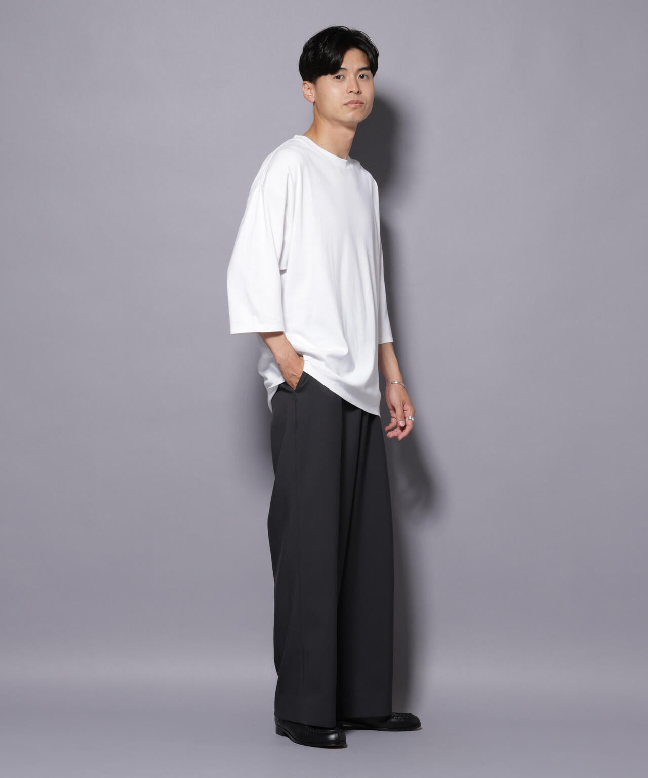 Anti Soaked(R) 汗染み防止 クルーネックワイドTシャツ七分袖