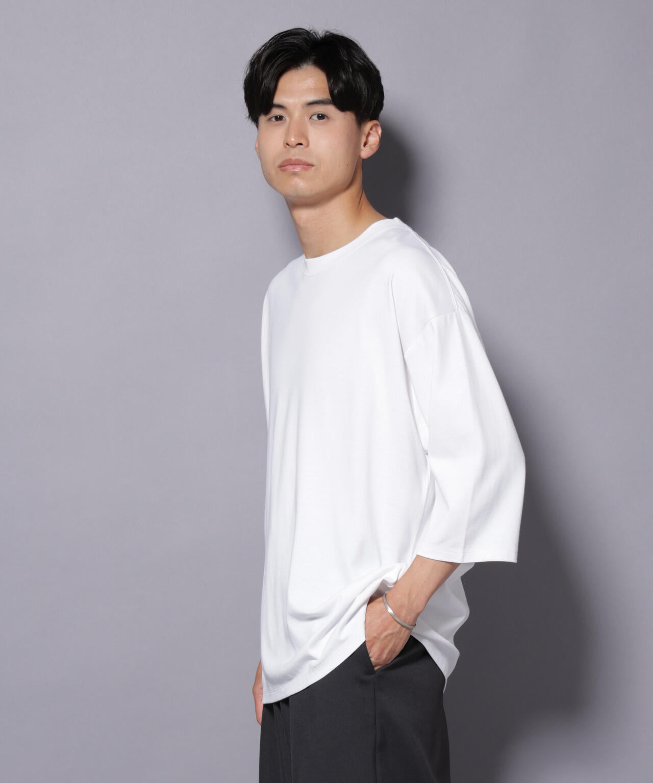 Anti Soaked(R) 汗染み防止 クルーネックワイドTシャツ七分袖