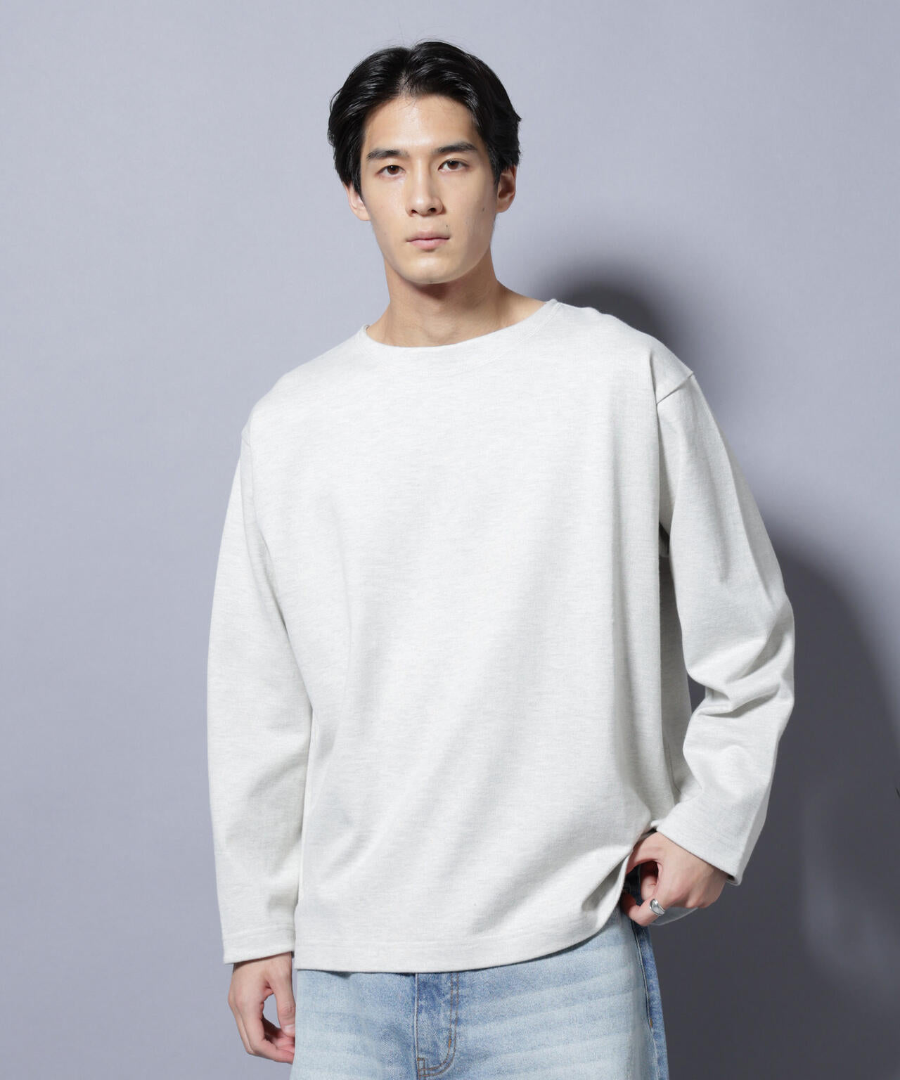 天竺ヘビーコットンボートネックＴシャツ 長袖
