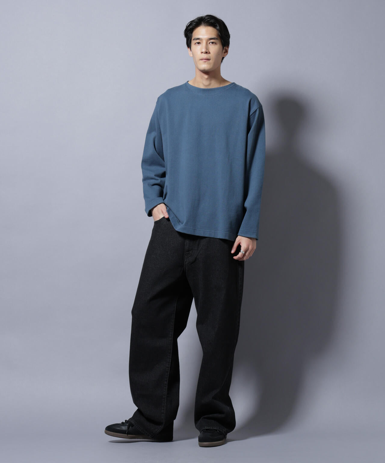 天竺ヘビーコットンボートネックＴシャツ 長袖