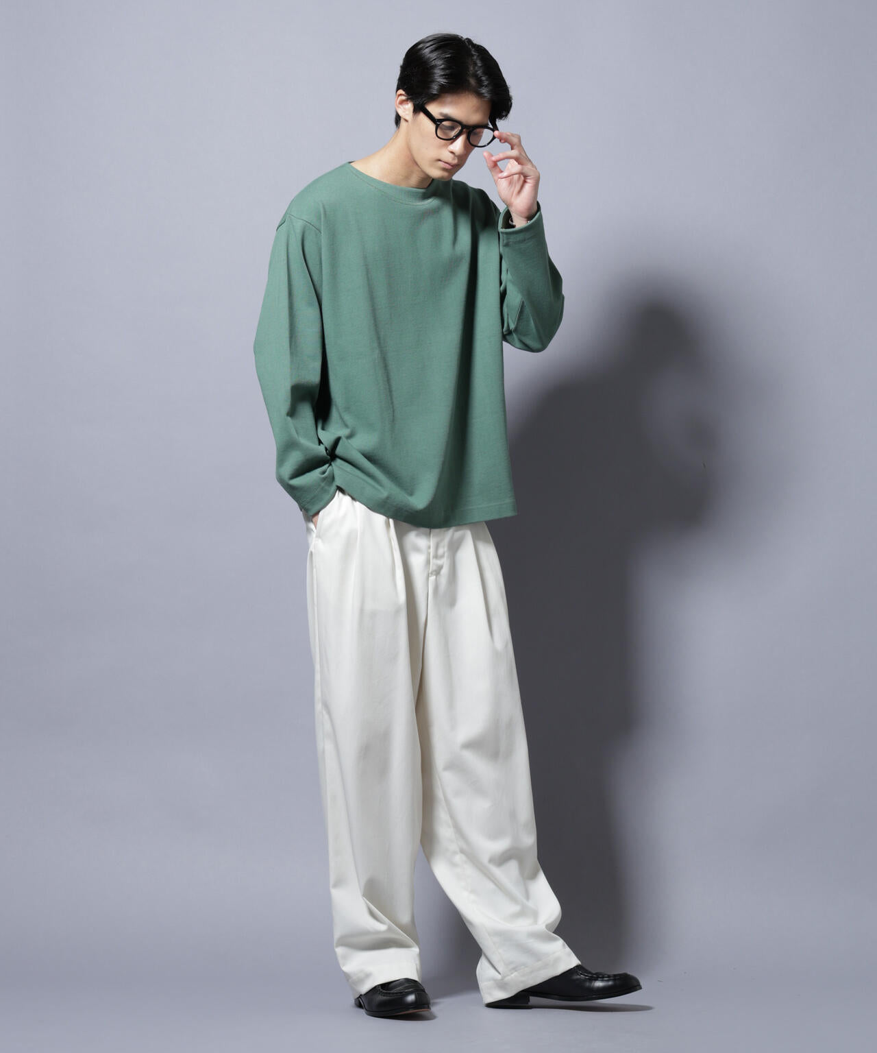 天竺ヘビーコットンボートネックＴシャツ 長袖
