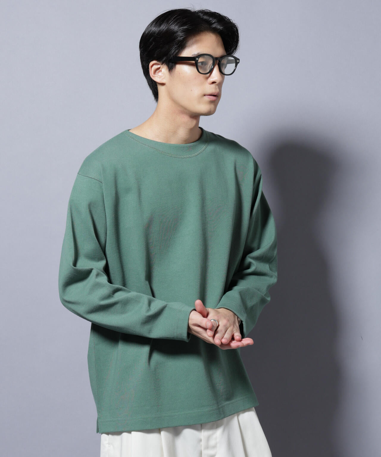 天竺ヘビーコットンボートネックＴシャツ 長袖