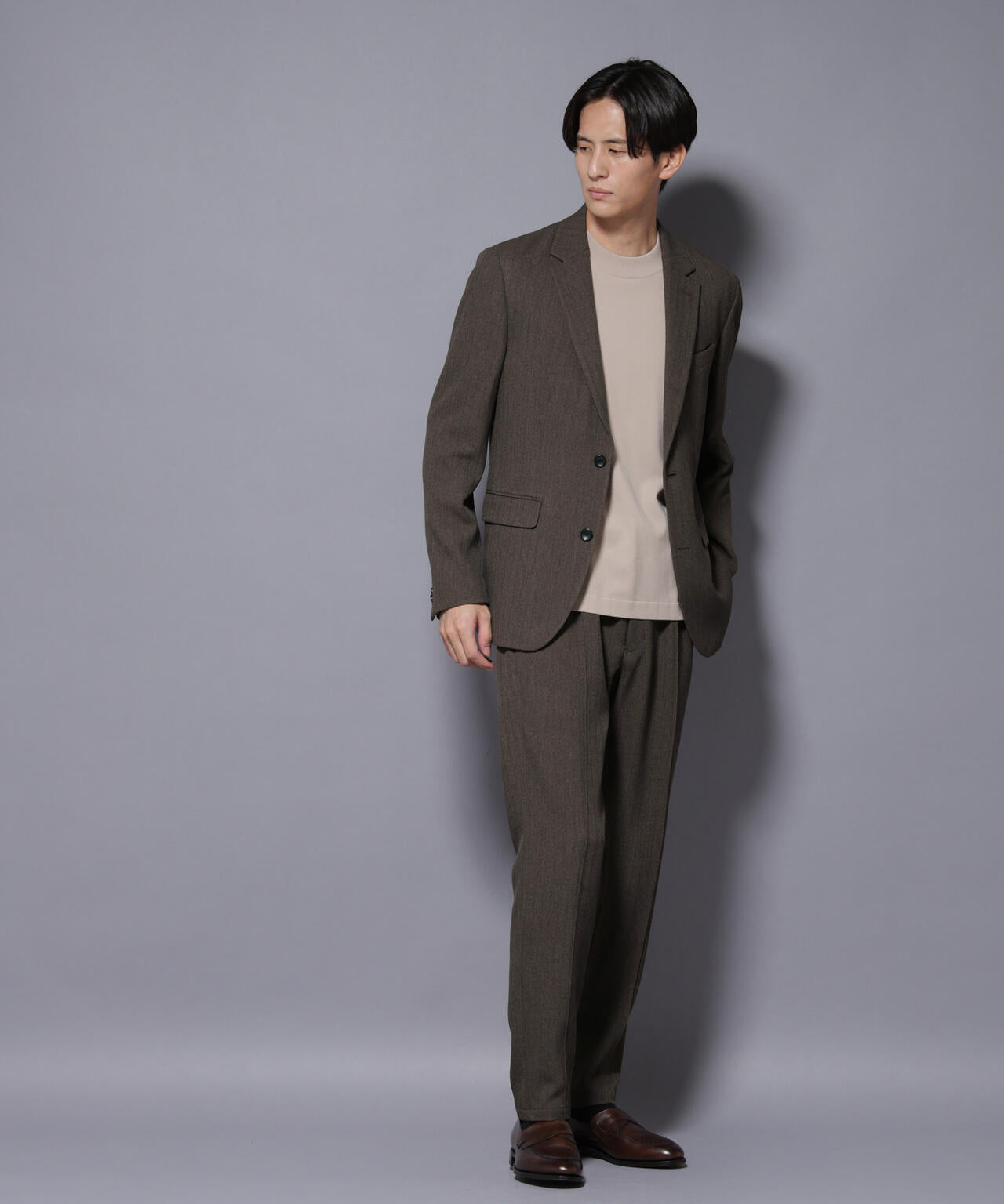 ｢N TROUSERS BASIC｣ 洗えるMIXツイードストレッチパンツ(セットアップ可)