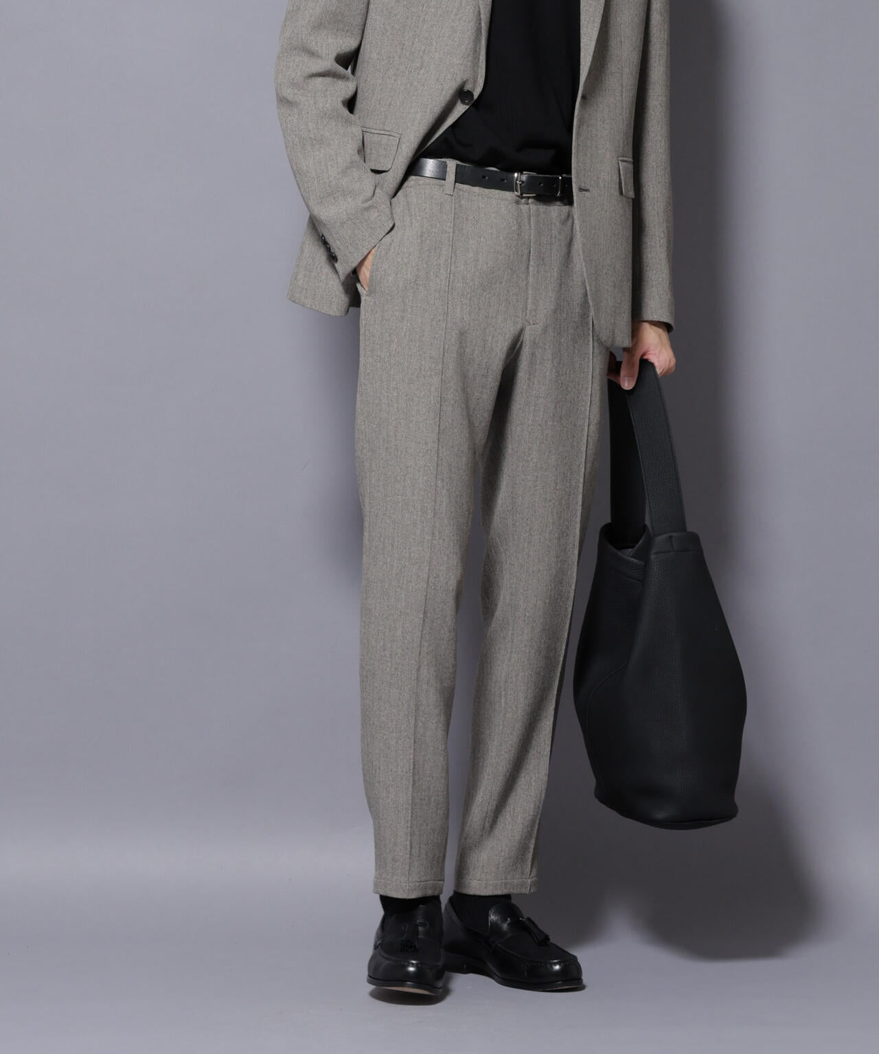 ｢N TROUSERS BASIC｣ 洗えるMIXツイードストレッチパンツ(セットアップ可)