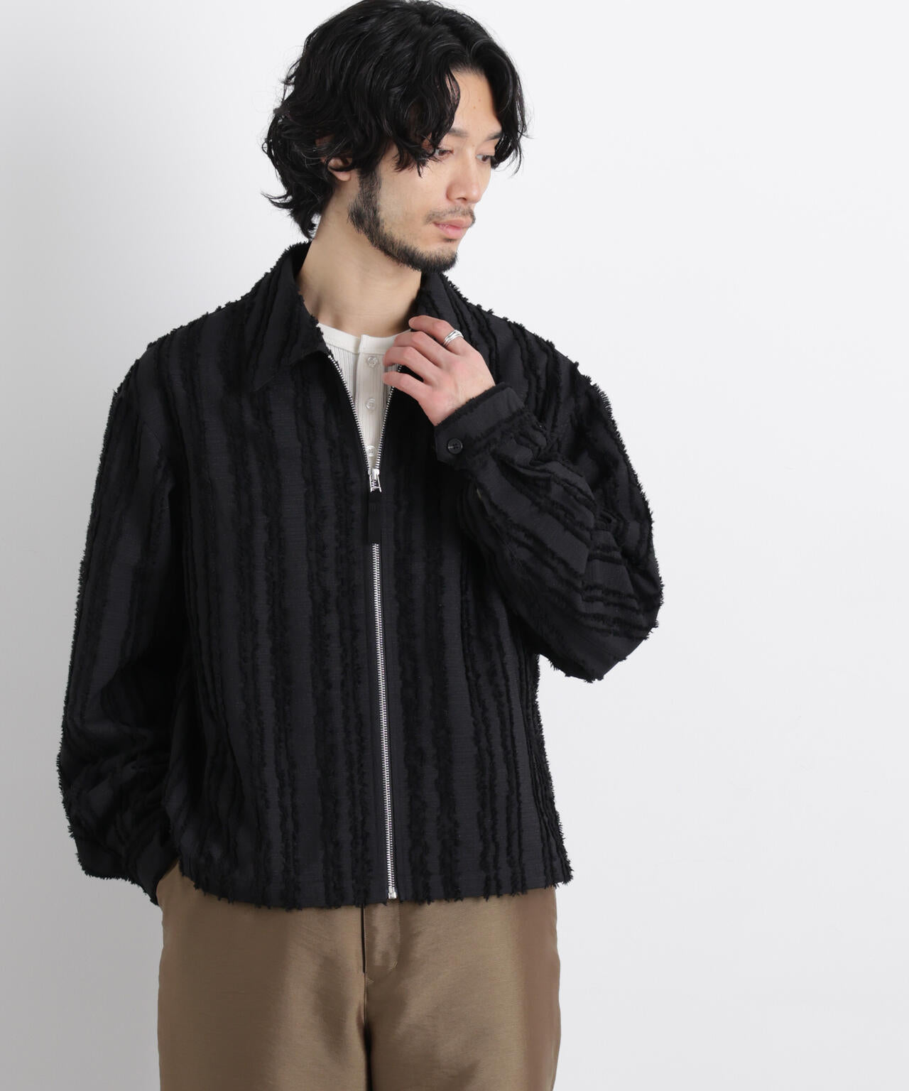 「ASSEMBLANC」カットレースフリンジブルゾン