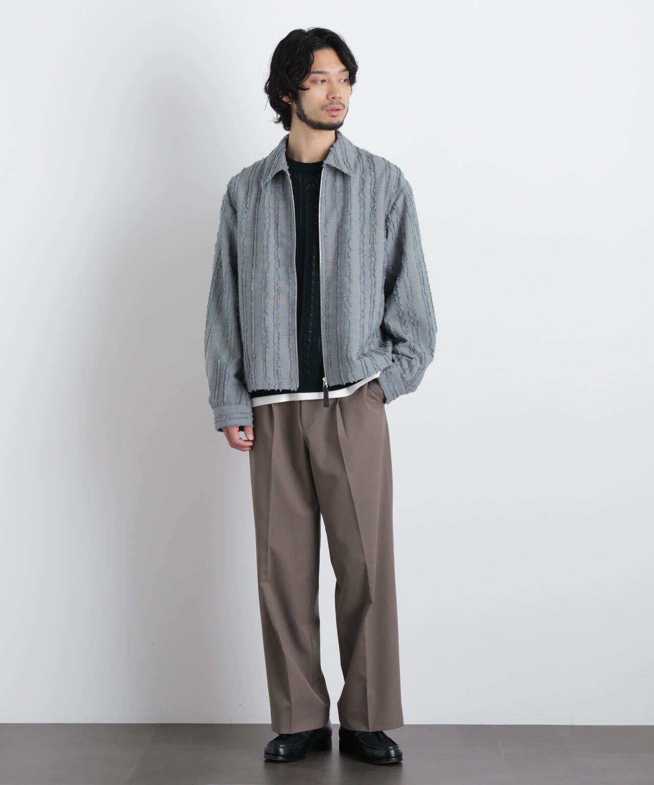 「ASSEMBLANC」カットレースフリンジブルゾン