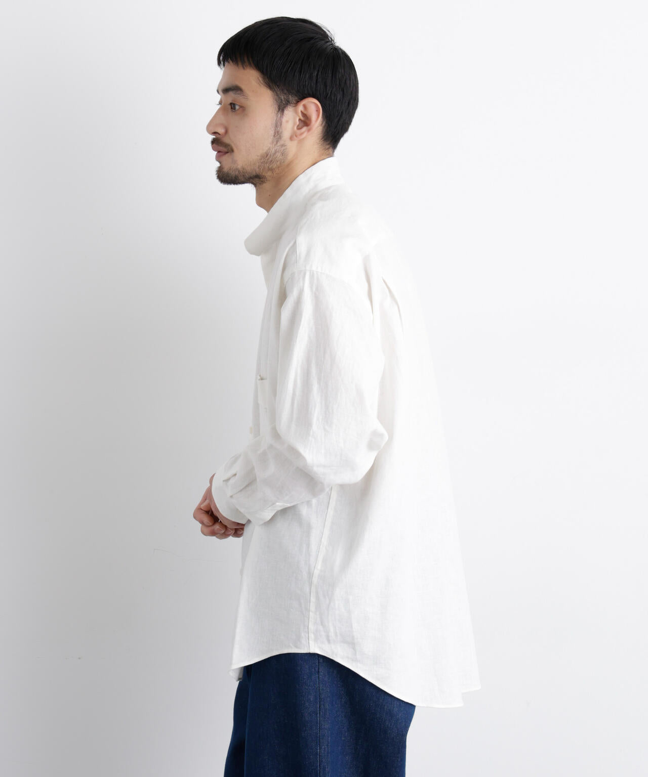 「FRENCH LINEN」リネンコットンスタンドシャツ