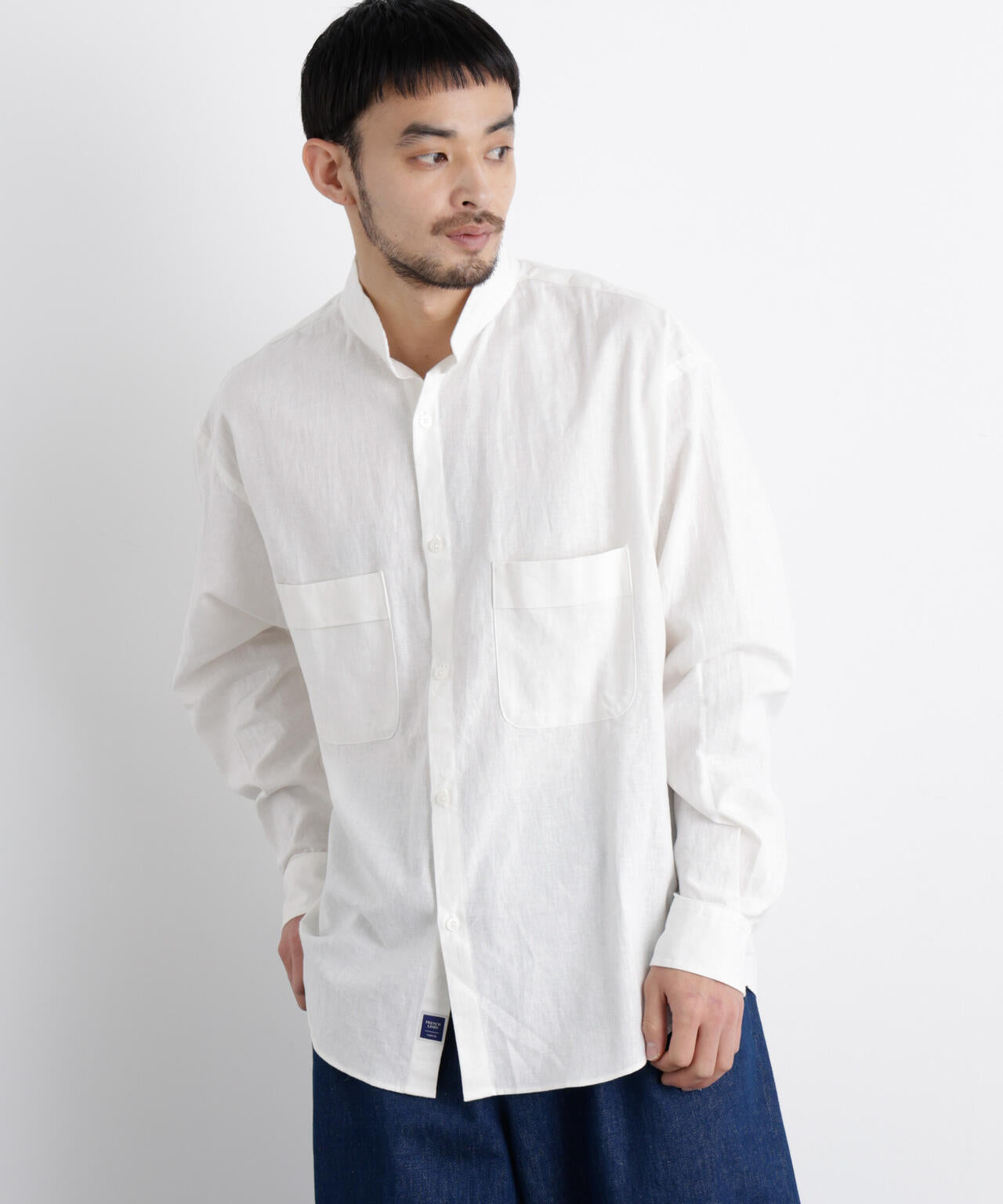 「FRENCH LINEN」リネンコットンスタンドシャツ